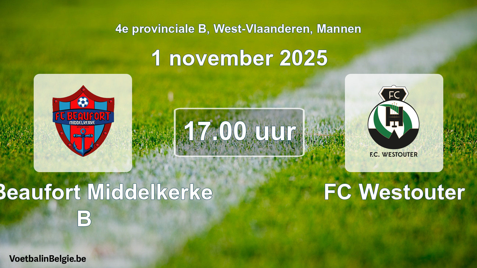 Scheduled match men football: FC Beaufort Middelkerke B - FC Westouter (1 November 2025)