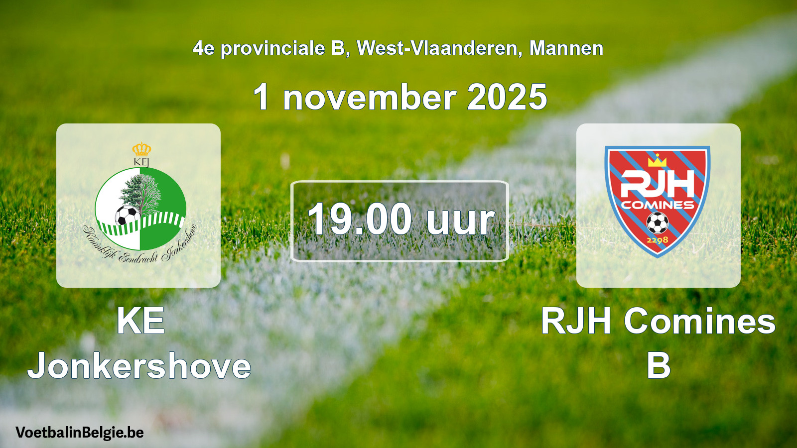 Scheduled match men football: KE Jonkershove - RJH Comines B (1 November 2025)