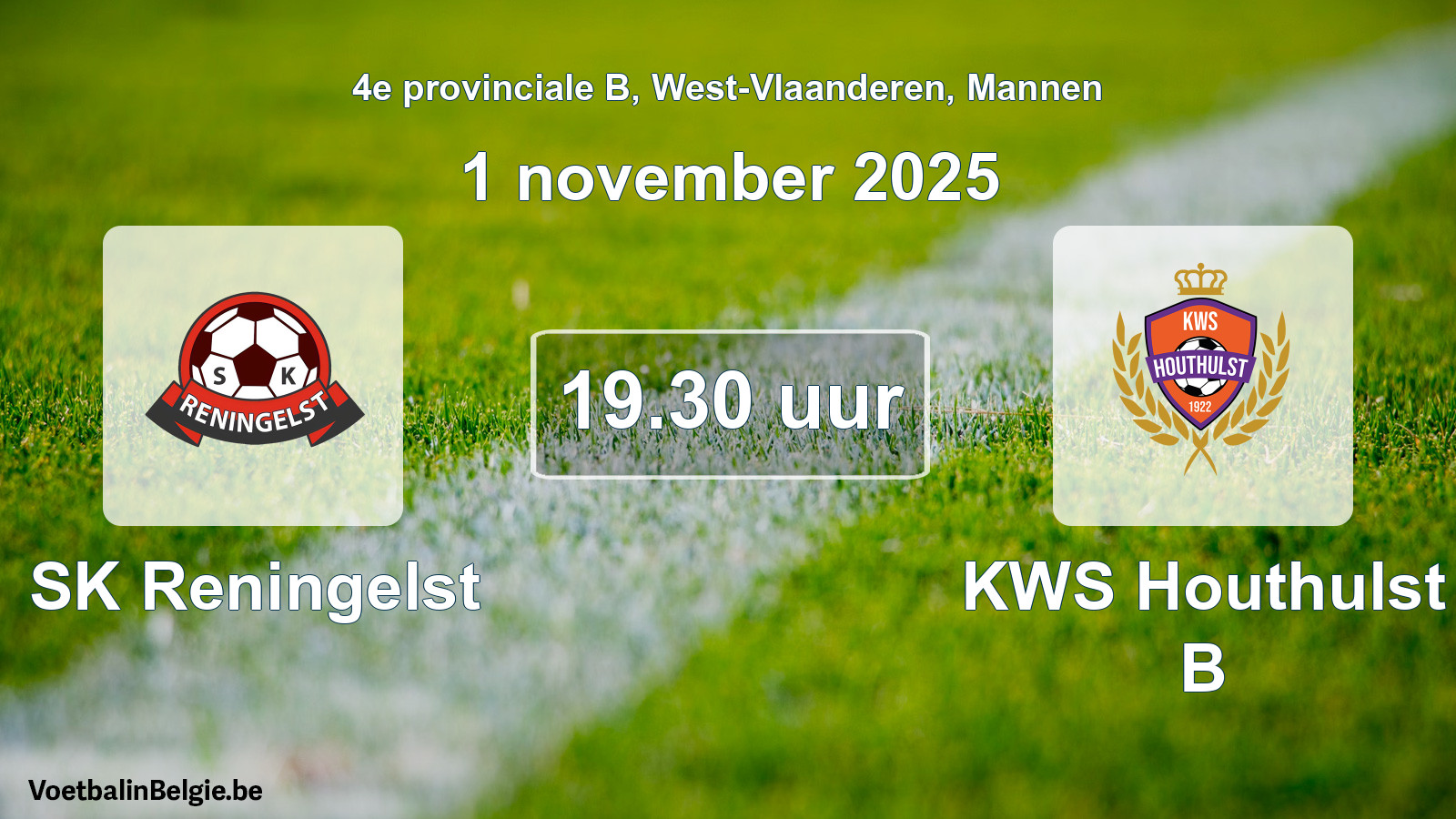 Scheduled match men football: SK Reningelst - KWS Houthulst B (1 November 2025)