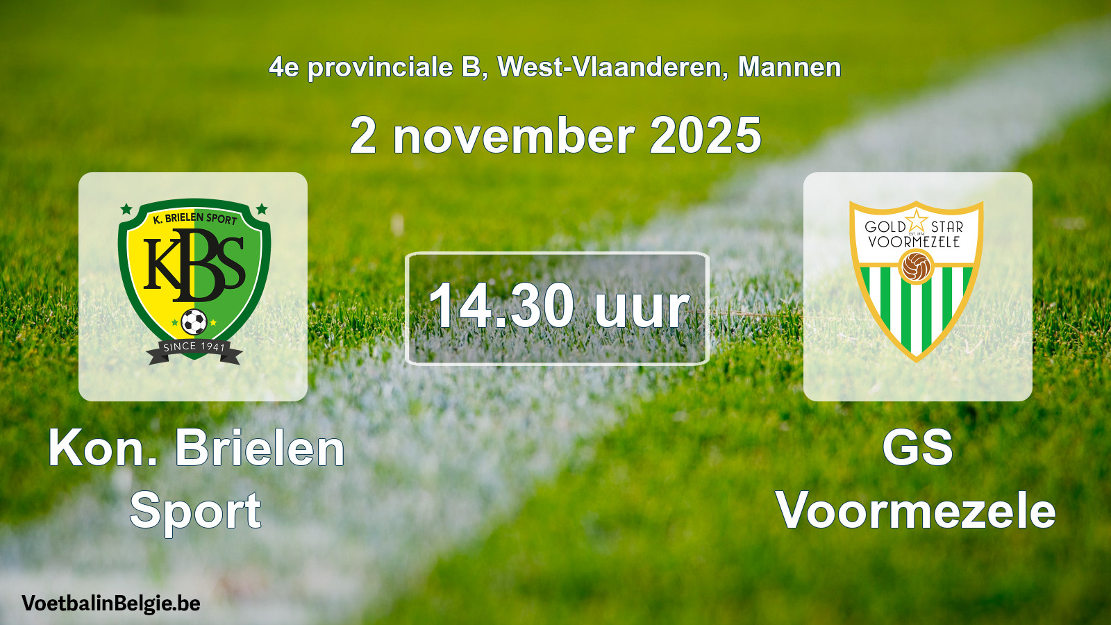 Scheduled match men football: Kon. Brielen Sport - GS Voormezele (2 November 2025)