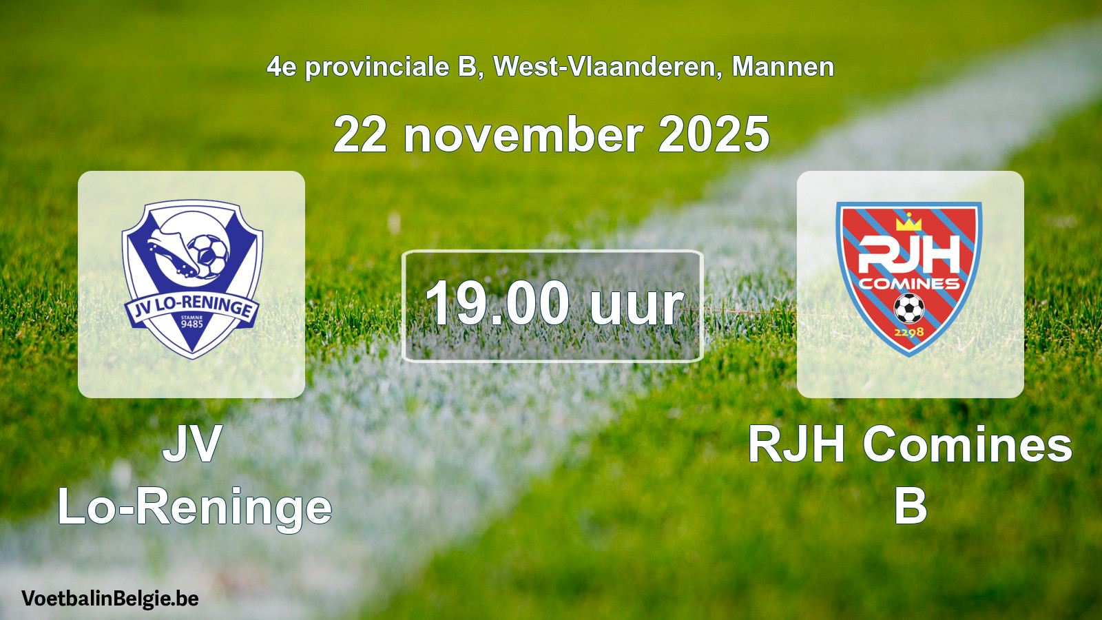 Scheduled match men football: JV Lo-Reninge - RJH Comines B (22 November 2025)