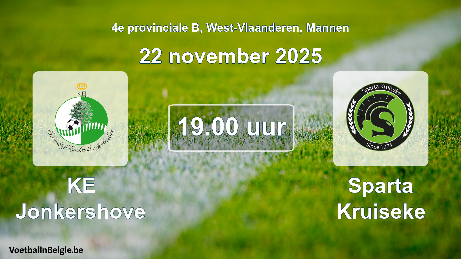 Geplantes Spiel männer-Fußball: KE Jonkershove - Sparta Kruiseke (22 November 2025)