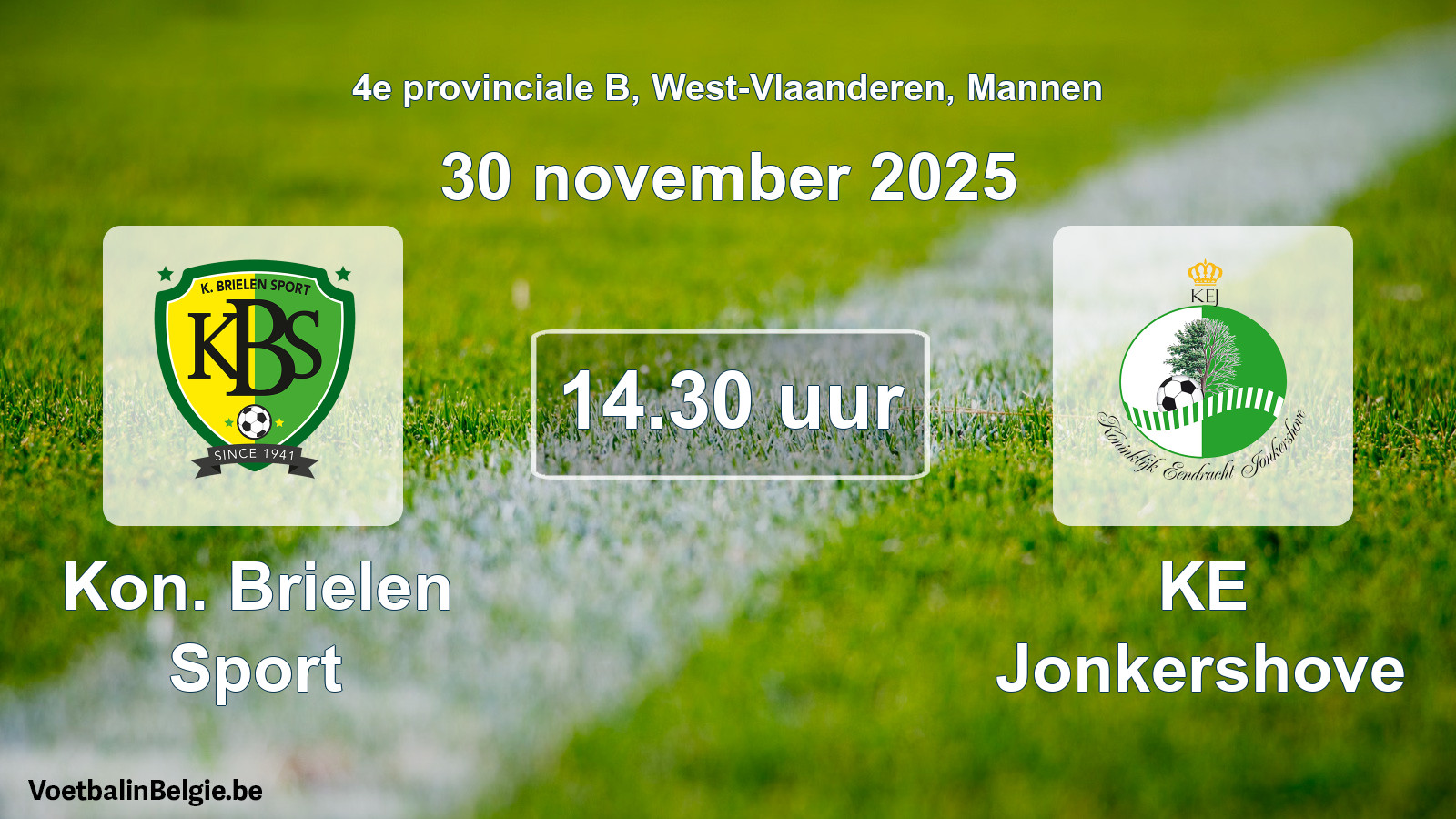 Geplantes Spiel männer-Fußball: Kon. Brielen Sport - KE Jonkershove (30 November 2025)