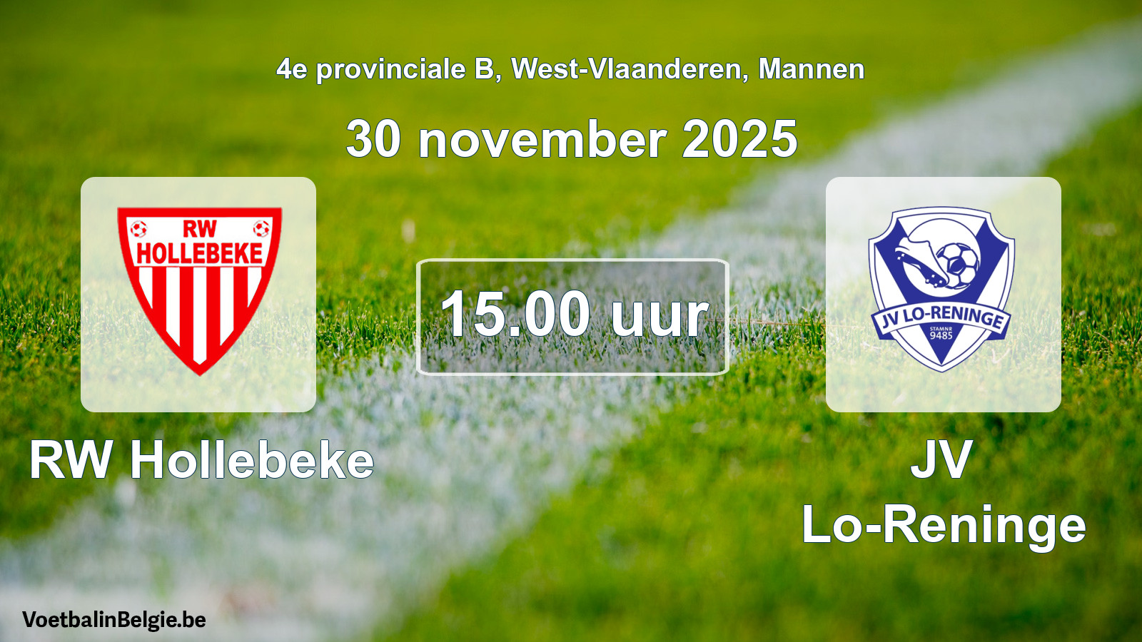 Scheduled match men football: RW Hollebeke - JV Lo-Reninge (30 November 2025)