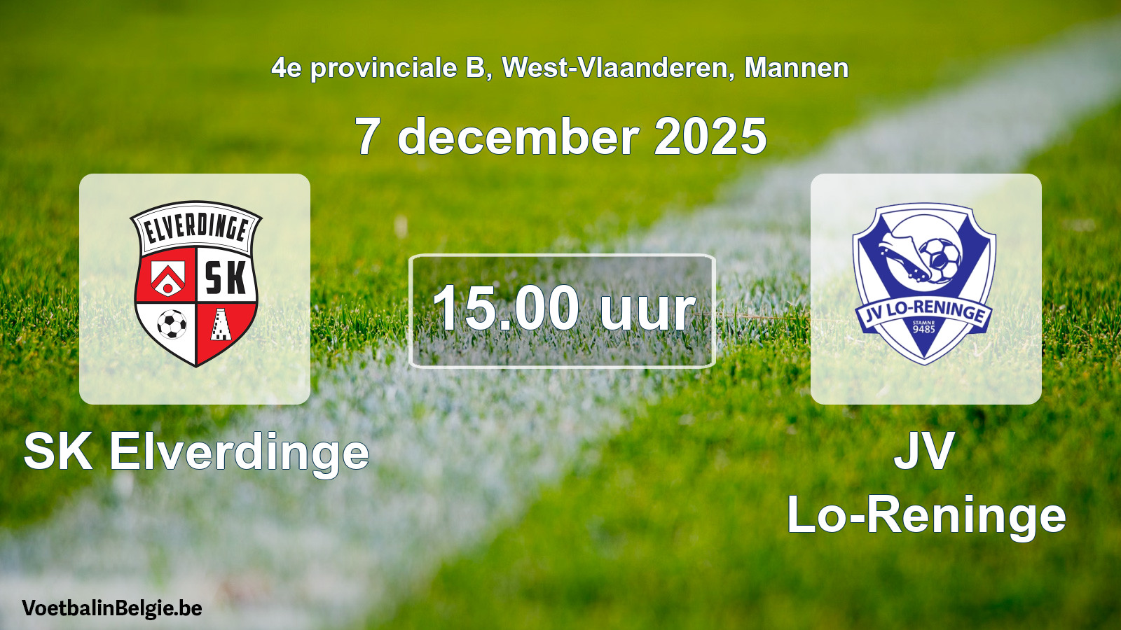 Scheduled match men football: SK Elverdinge - JV Lo-Reninge (7 December 2025)