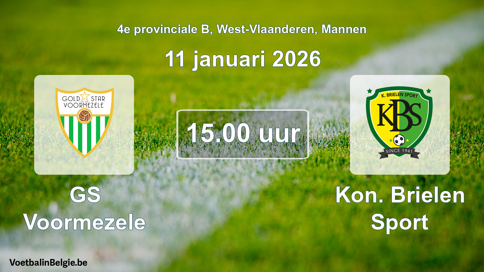 Scheduled match men football: GS Voormezele - Kon. Brielen Sport (11 January 2026)