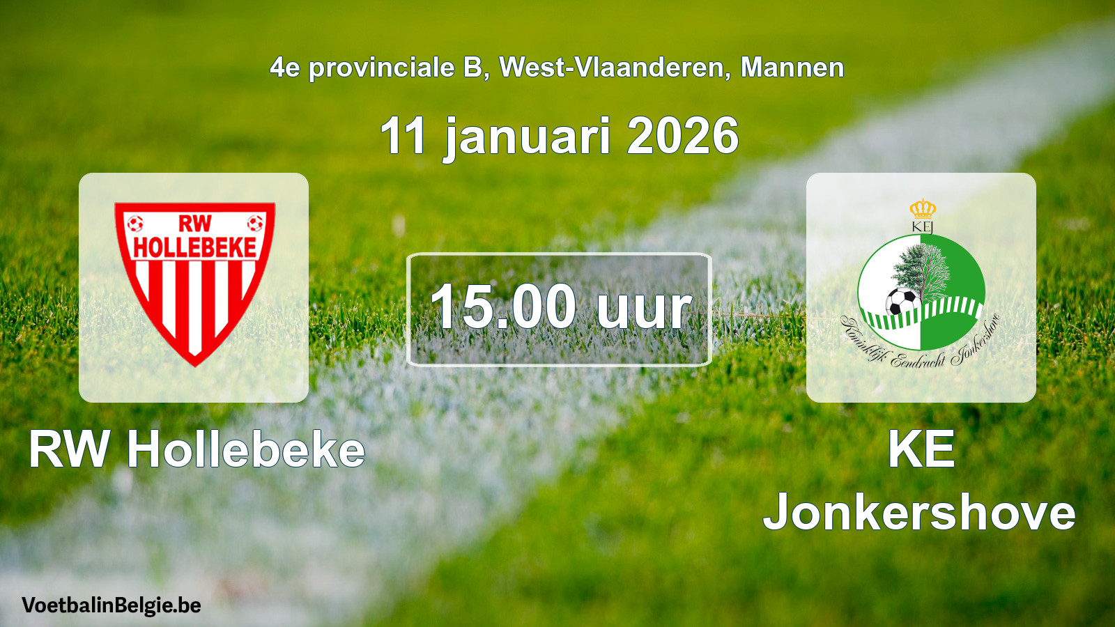 Scheduled match men football: RW Hollebeke - KE Jonkershove (11 January 2026)
