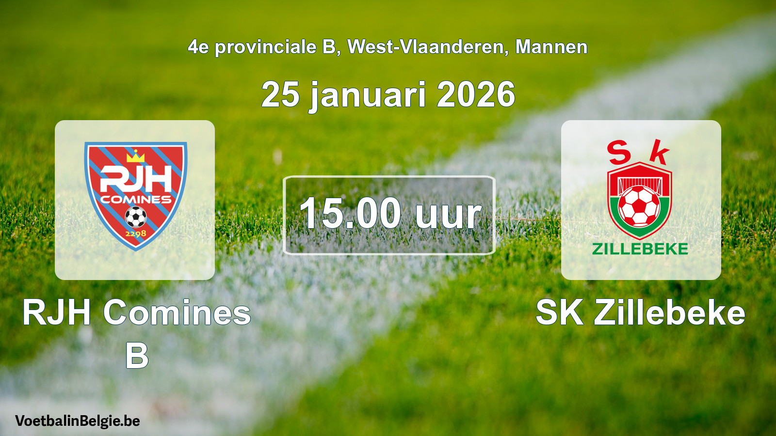Scheduled match men football: RJH Comines B - SK Zillebeke (25 January 2026)