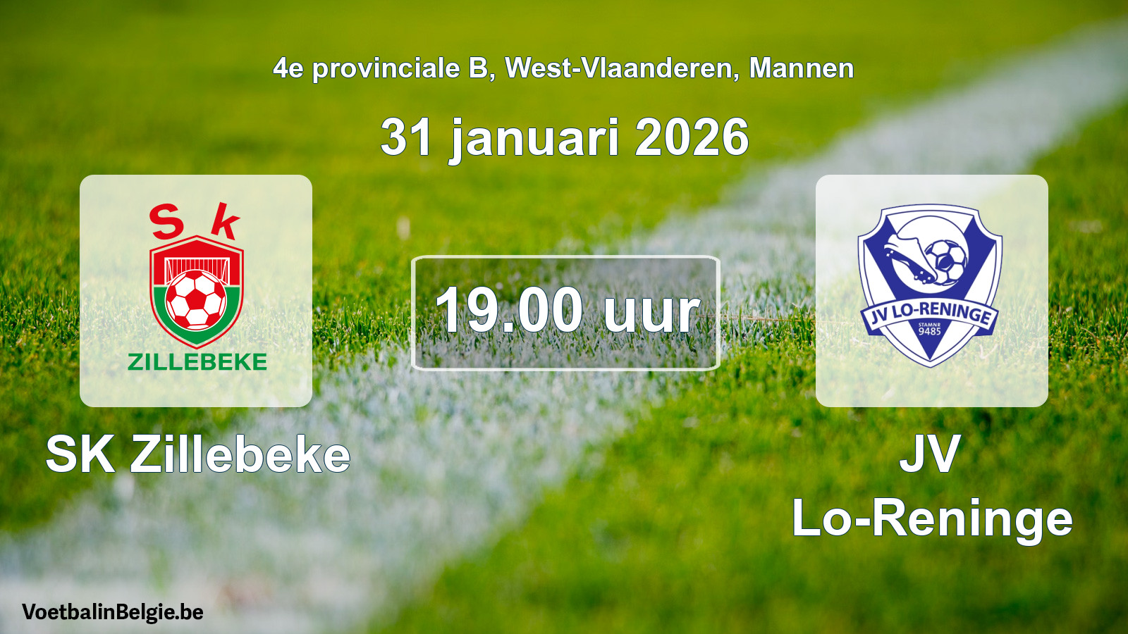 Scheduled match men football: SK Zillebeke - JV Lo-Reninge (31 January 2026)