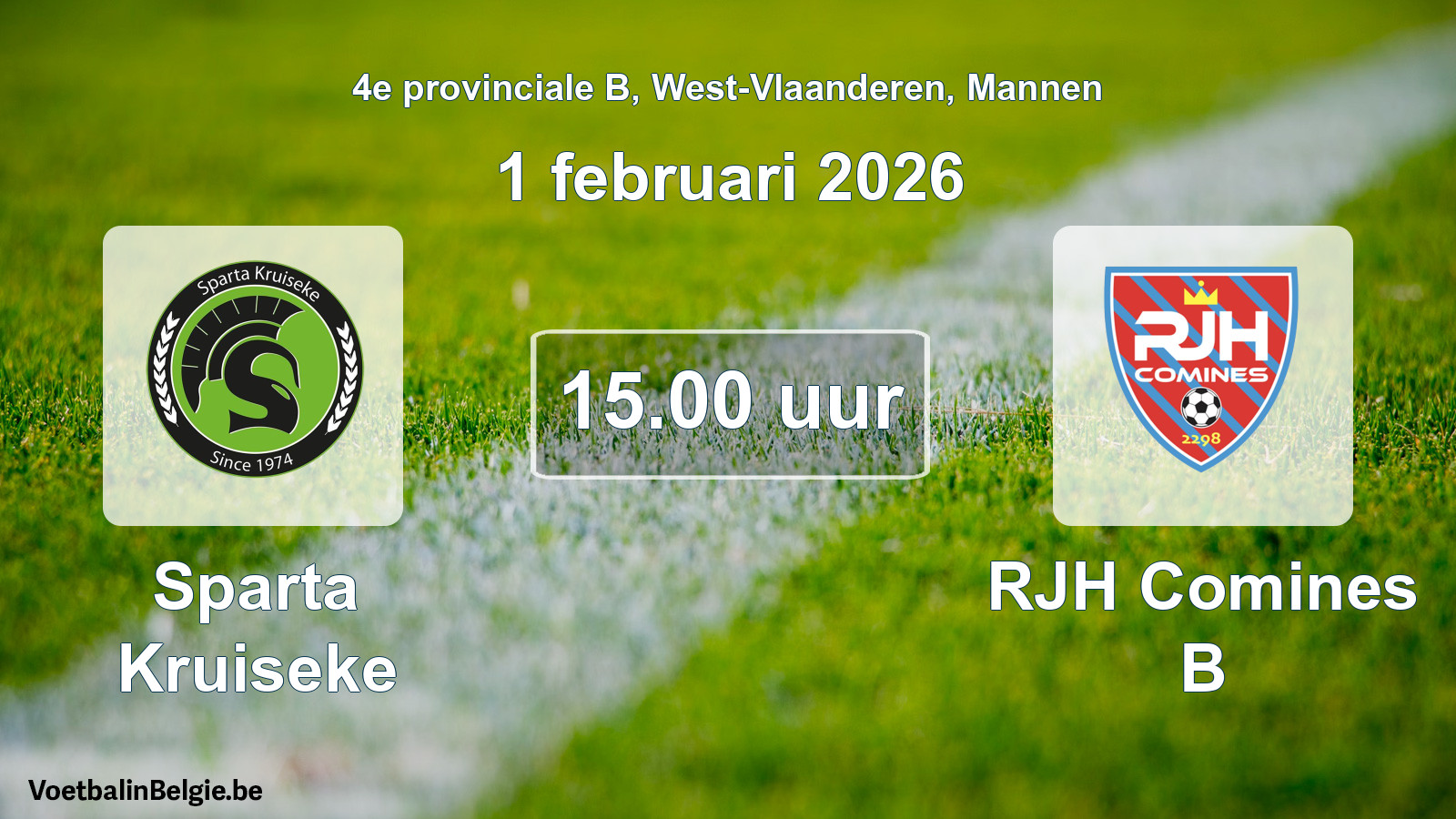 Match prévu football hommes: Sparta Kruiseke - RJH Comines B (1 février 2026)