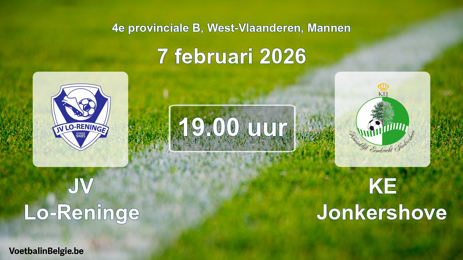 Scheduled match men football: JV Lo-Reninge - KE Jonkershove (7 February 2026)