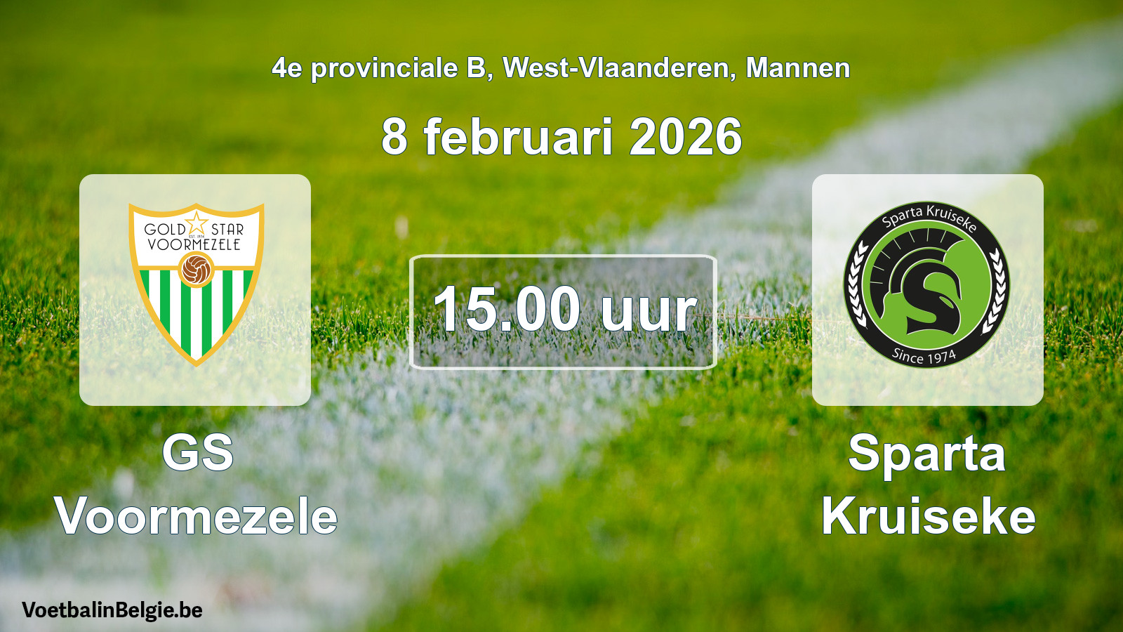 Scheduled match men football: GS Voormezele - Sparta Kruiseke (8 February 2026)