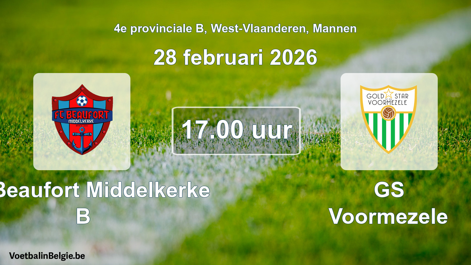 Scheduled match men football: FC Beaufort Middelkerke B - GS Voormezele (28 February 2026)