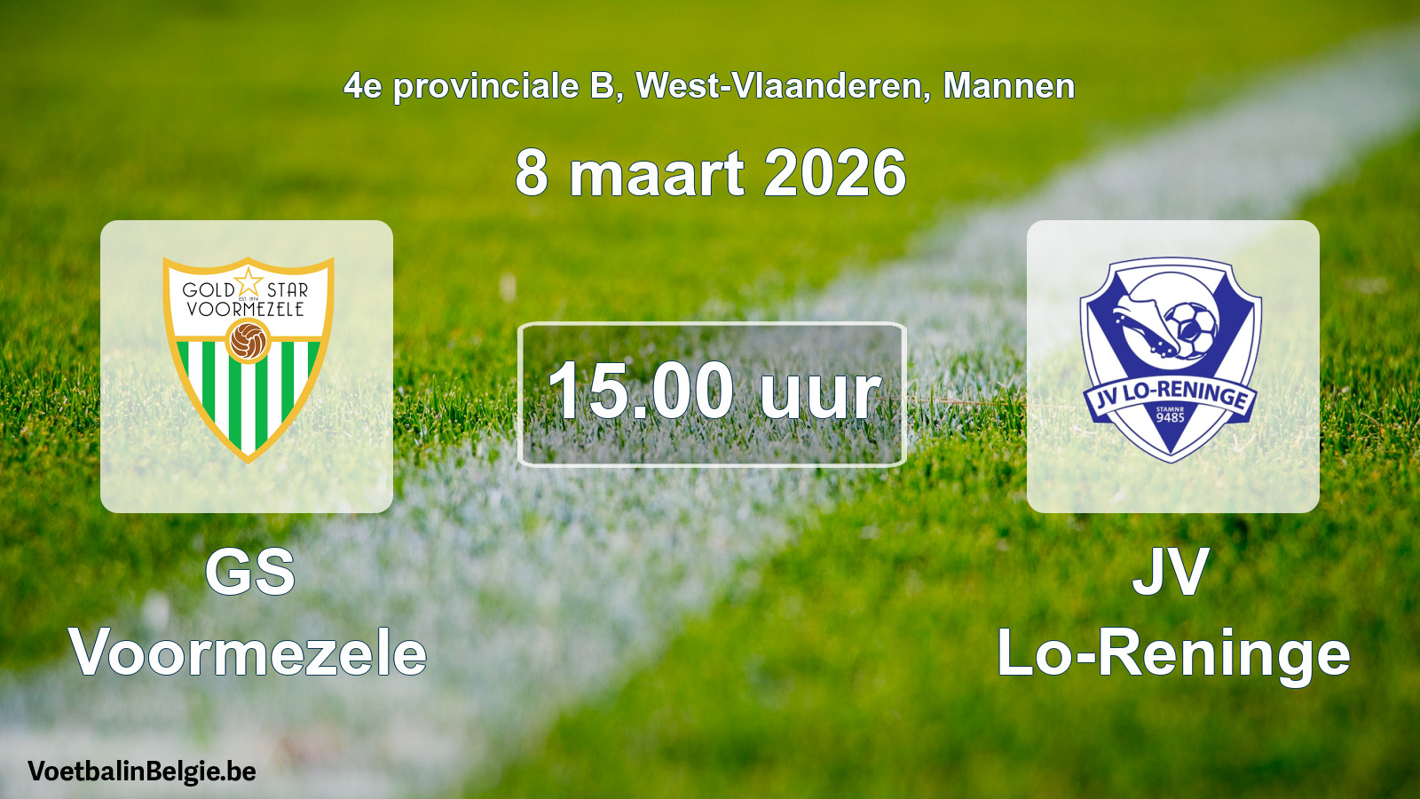 Scheduled match men football: GS Voormezele - JV Lo-Reninge (8 March 2026)