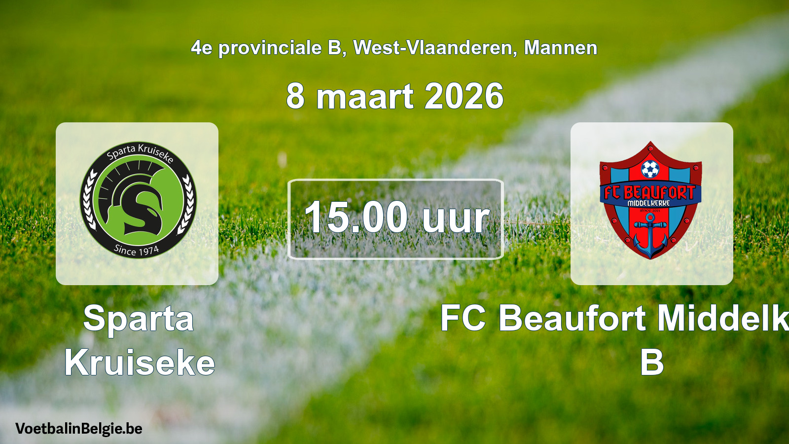 Scheduled match men football: Sparta Kruiseke - FC Beaufort Middelkerke B (8 March 2026)