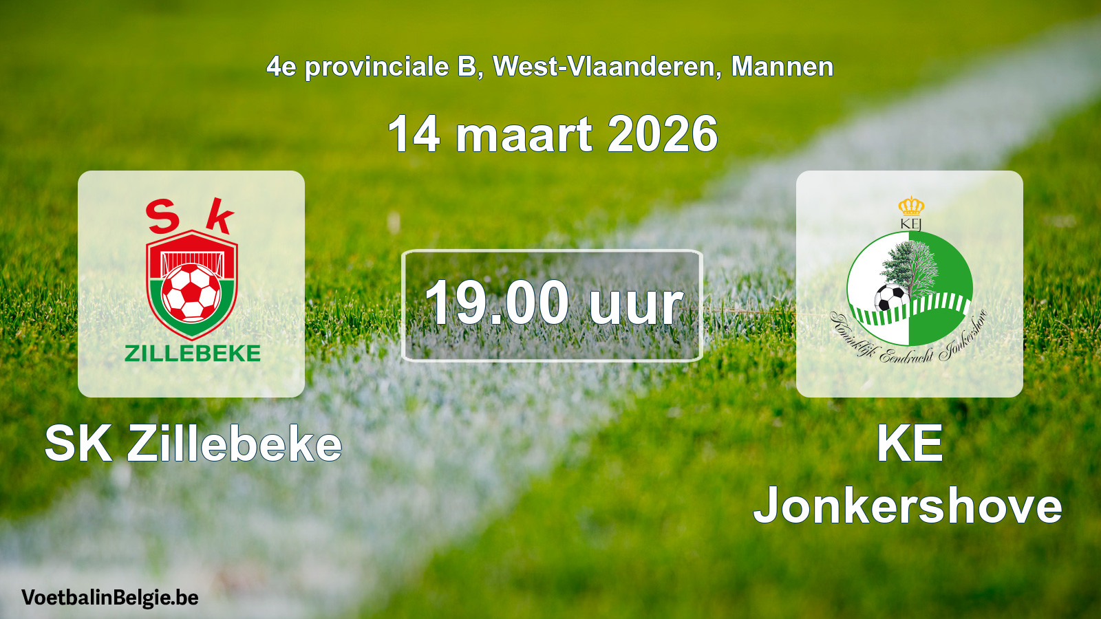 Scheduled match men football: SK Zillebeke - KE Jonkershove (14 March 2026)