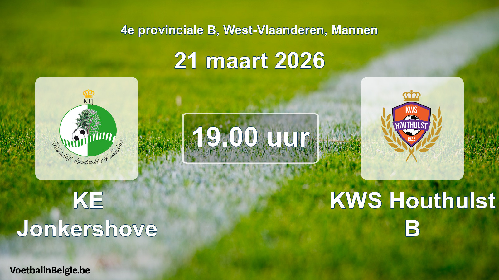 Scheduled match men football: KE Jonkershove - KWS Houthulst B (21 March 2026)