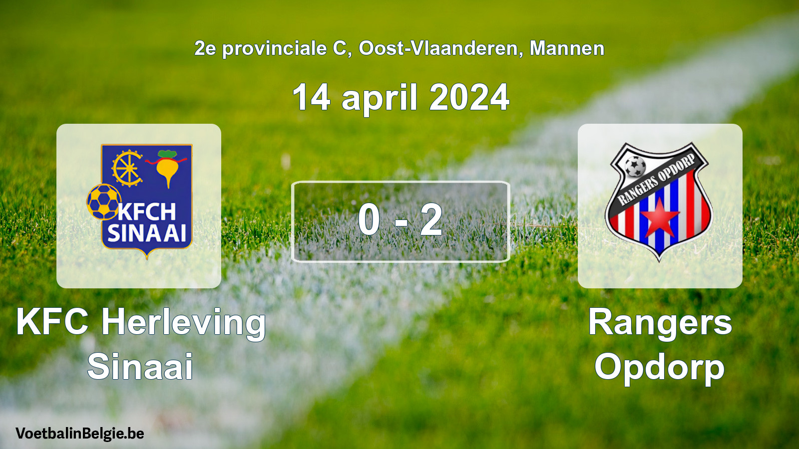 Gespeelde wedstrijd mannenvoetbal: KFC Herleving Sinaai - Rangers Opdorp 0 - 2 (14 april 2024)