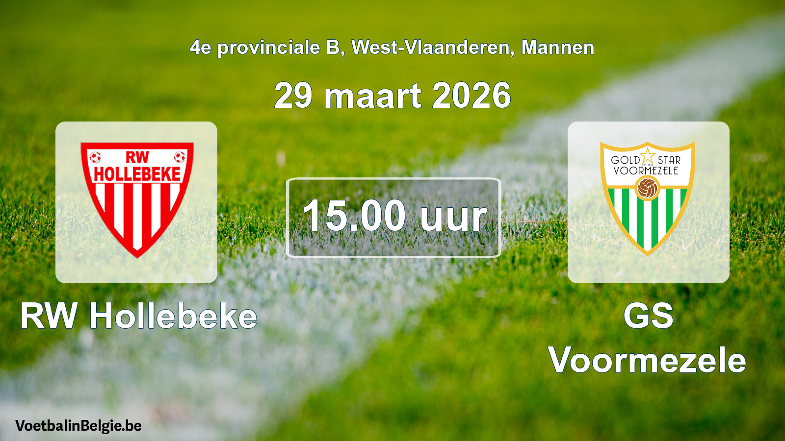 Scheduled match men football: RW Hollebeke - GS Voormezele (29 March 2026)