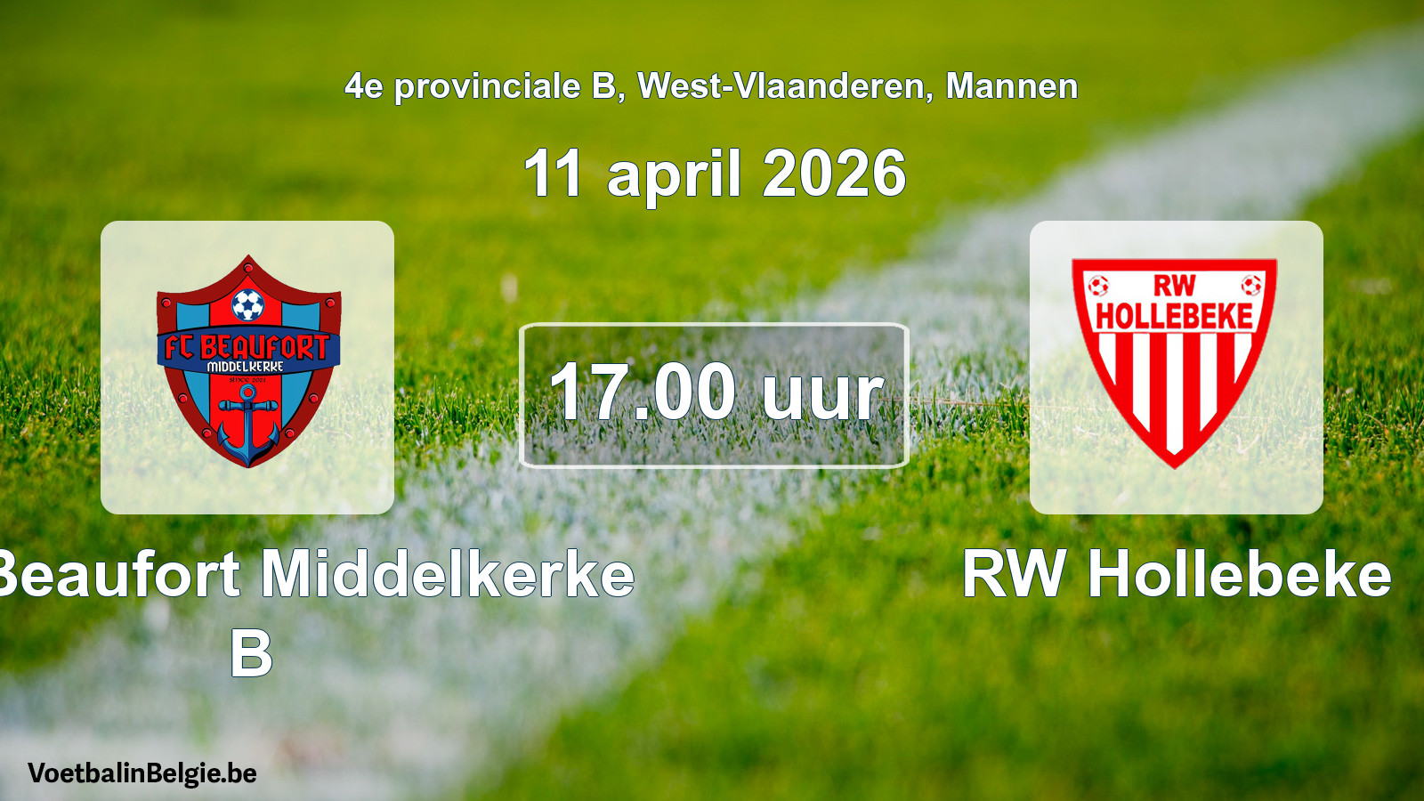 Scheduled match men football: FC Beaufort Middelkerke B - RW Hollebeke (11 April 2026)