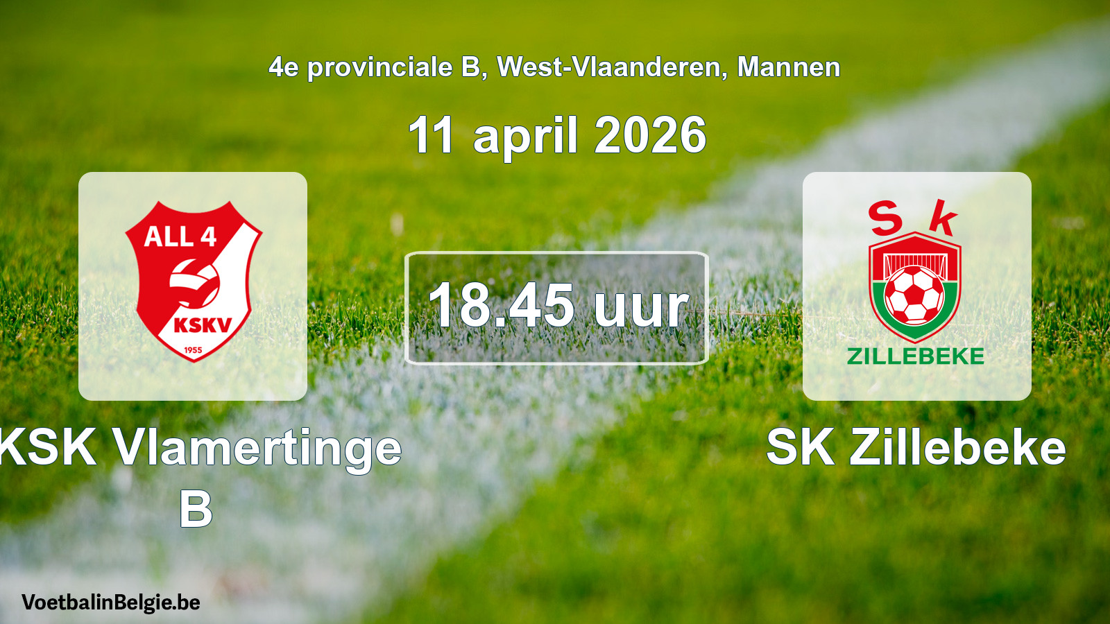 Scheduled match men football: KSK Vlamertinge B - SK Zillebeke (11 April 2026)