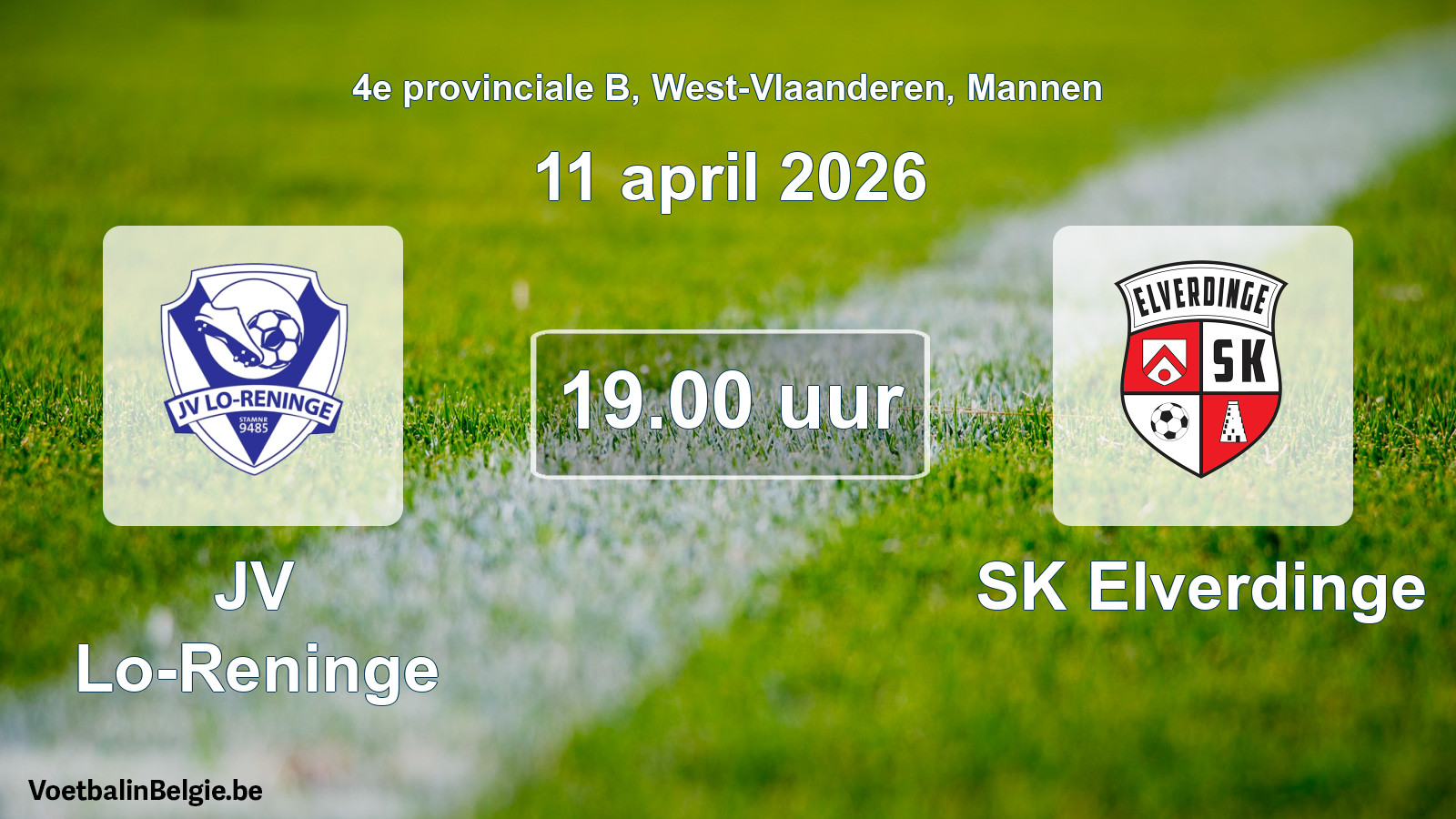 Scheduled match men football: JV Lo-Reninge - SK Elverdinge (11 April 2026)