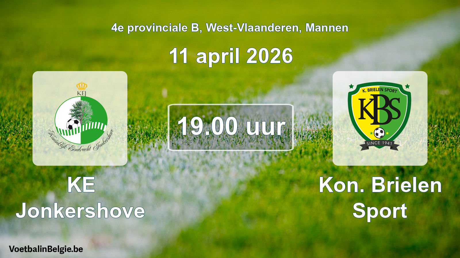 Scheduled match men football: KE Jonkershove - Kon. Brielen Sport (11 April 2026)