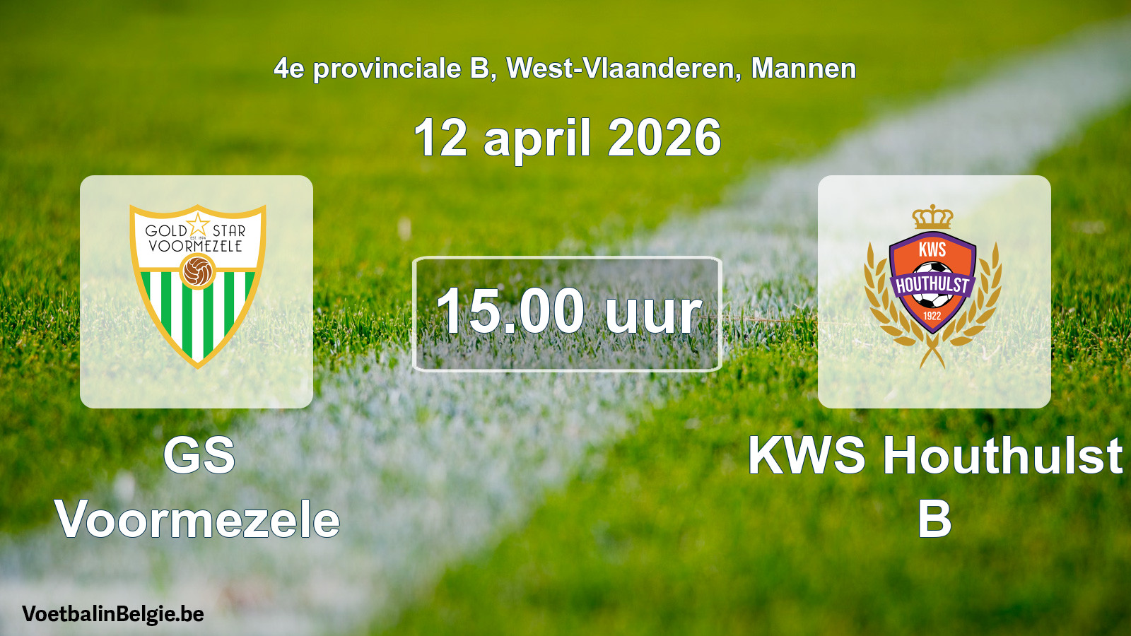 Scheduled match men football: GS Voormezele - KWS Houthulst B (12 April 2026)