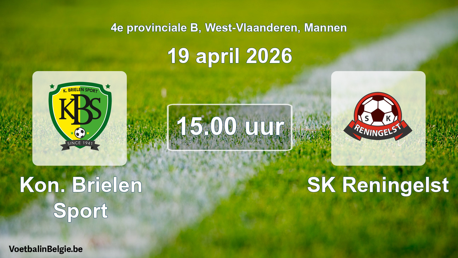 Geplande wedstrijd mannenvoetbal: Kon. Brielen Sport - SK Reningelst (19 april 2026)