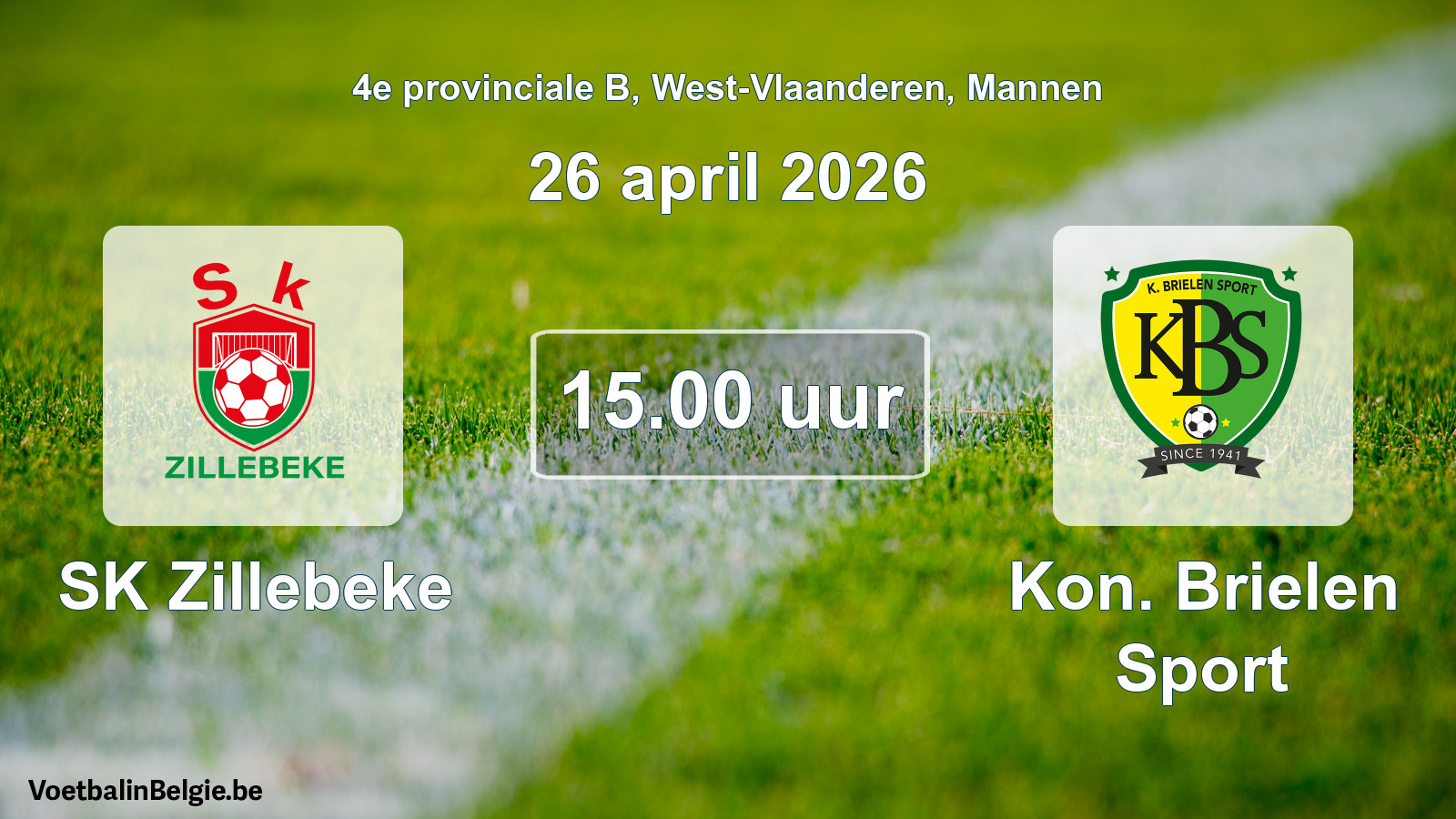 Geplantes Spiel männer-Fußball: SK Zillebeke - Kon. Brielen Sport (26 April 2026)