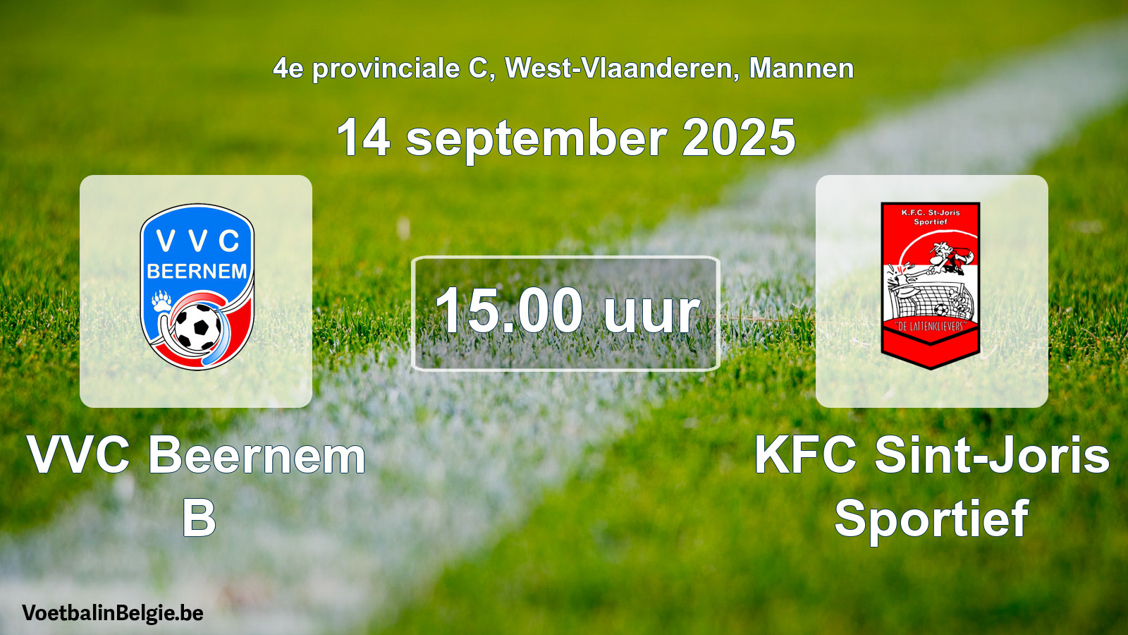 Scheduled match men football: VVC Beernem B - KFC Sint-Joris Sportief (14 September 2025)