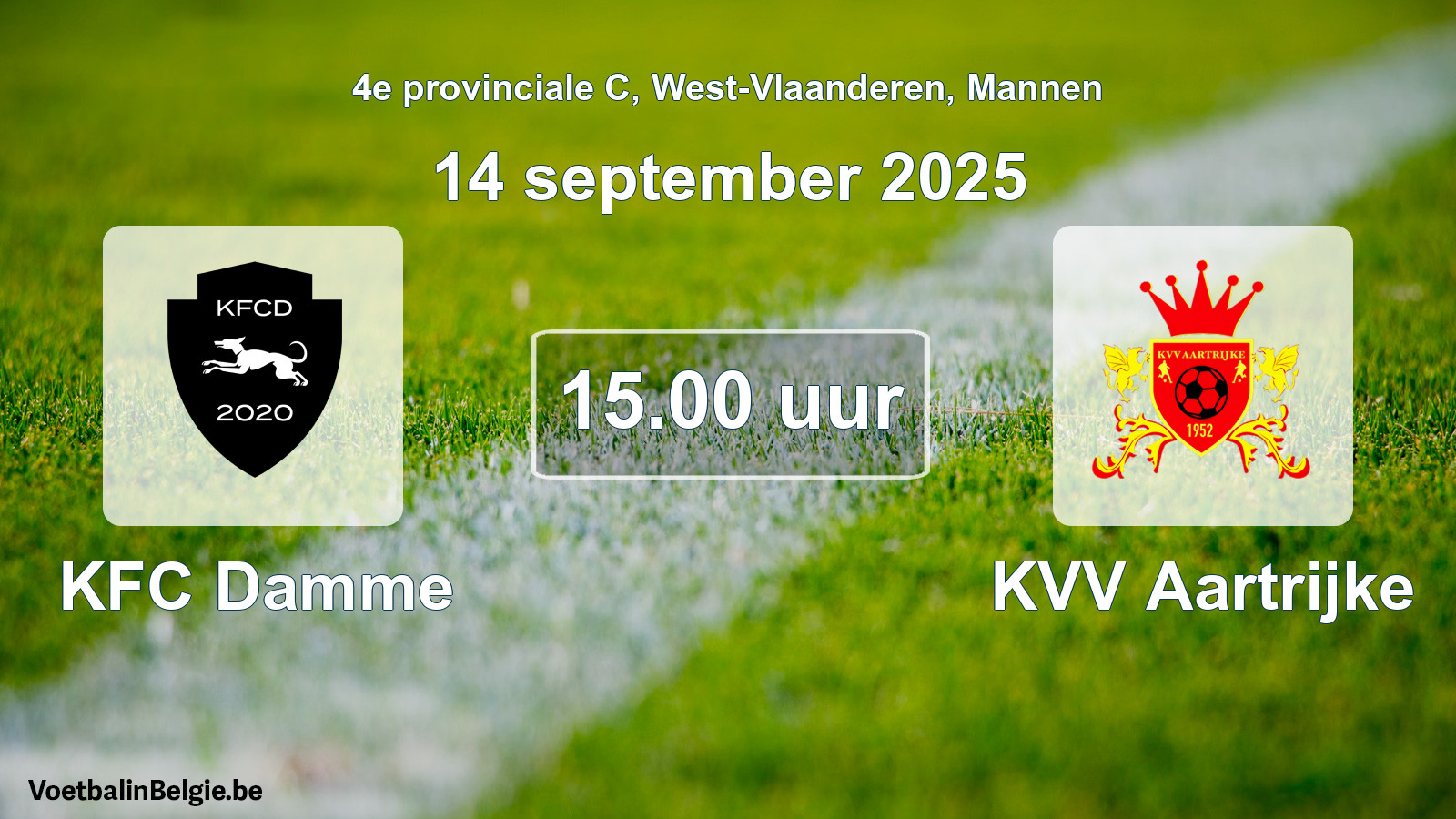 Scheduled match men football: KFC Damme - KVV Aartrijke (14 September 2025)