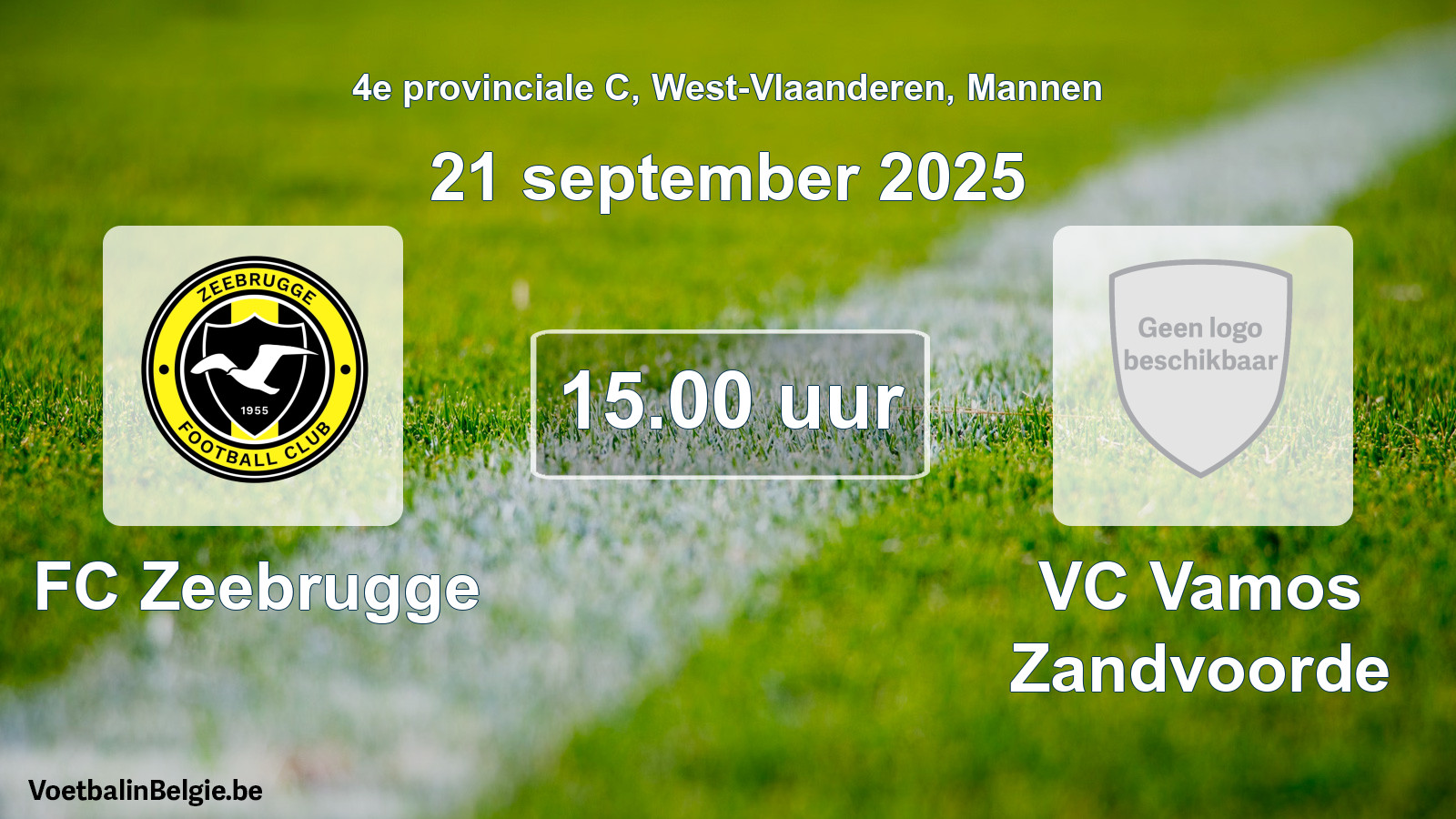Scheduled match men football: FC Zeebrugge - VC Vamos Zandvoorde (21 September 2025)
