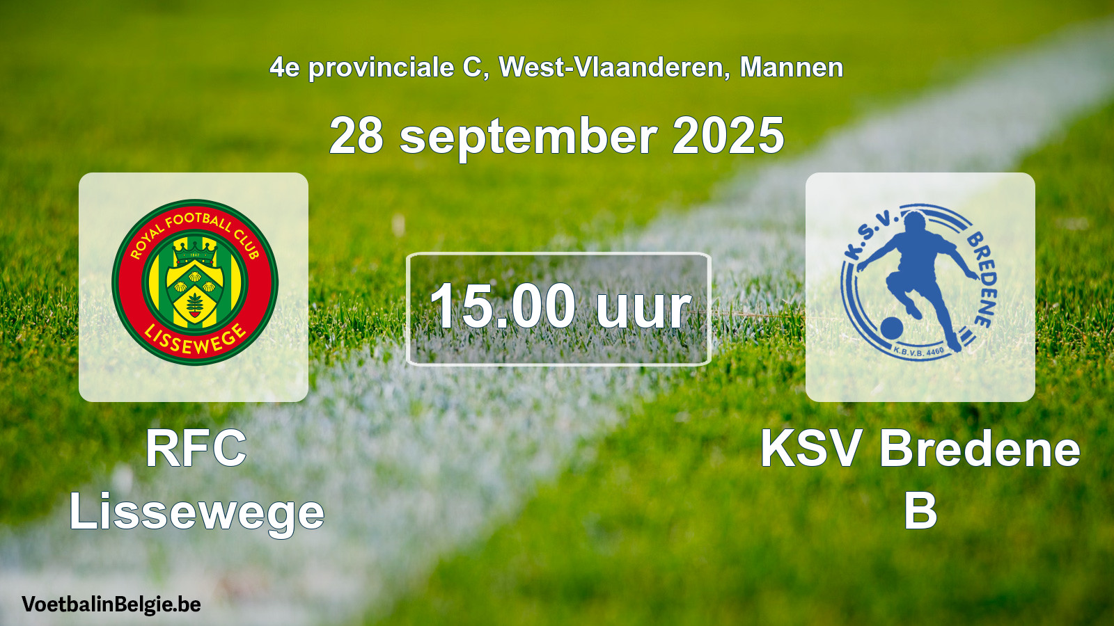 Scheduled match men football: RFC Lissewege - KSV Bredene B (28 September 2025)