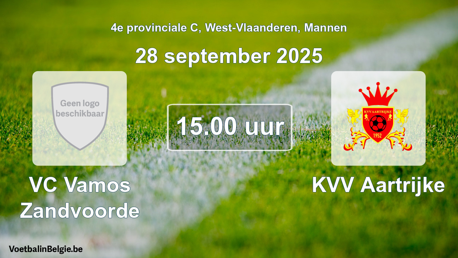Scheduled match men football: VC Vamos Zandvoorde - KVV Aartrijke (28 September 2025)