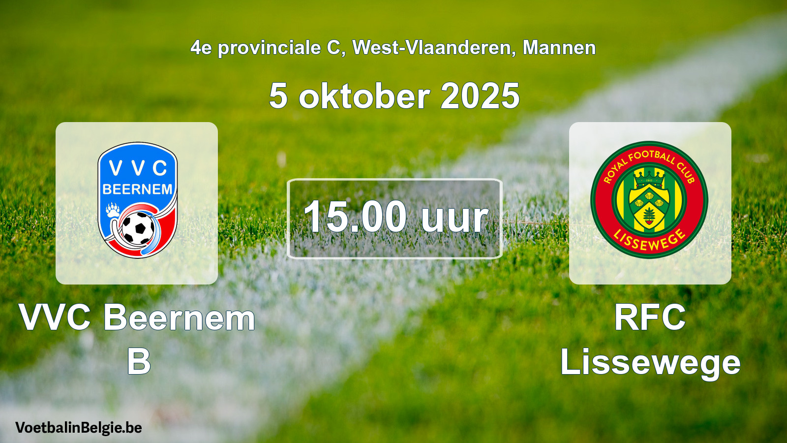 Scheduled match men football: VVC Beernem B - RFC Lissewege (5 October 2025)