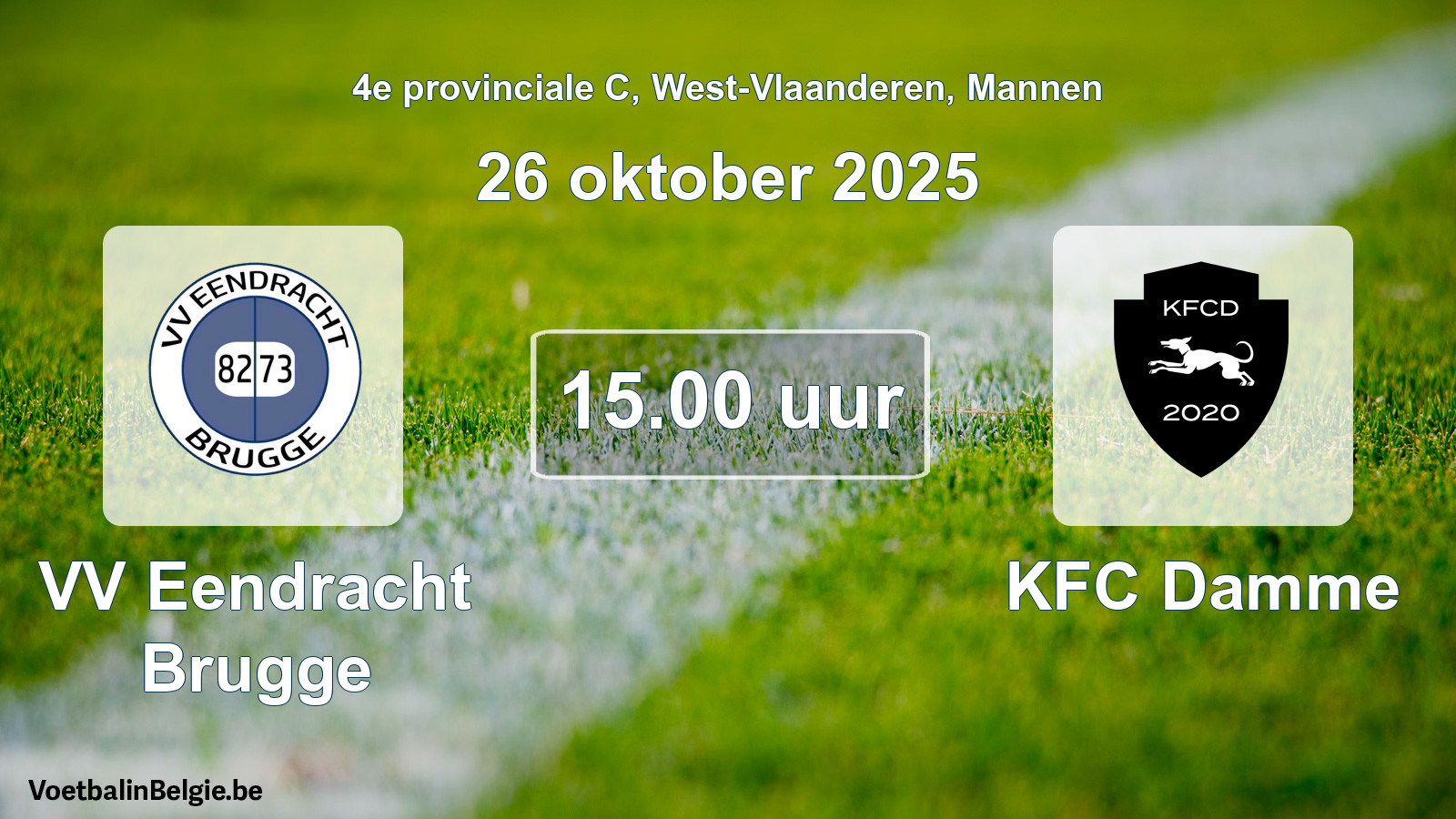 Geplande wedstrijd mannenvoetbal: VV Eendracht Brugge - KFC Damme (26 oktober 2025)
