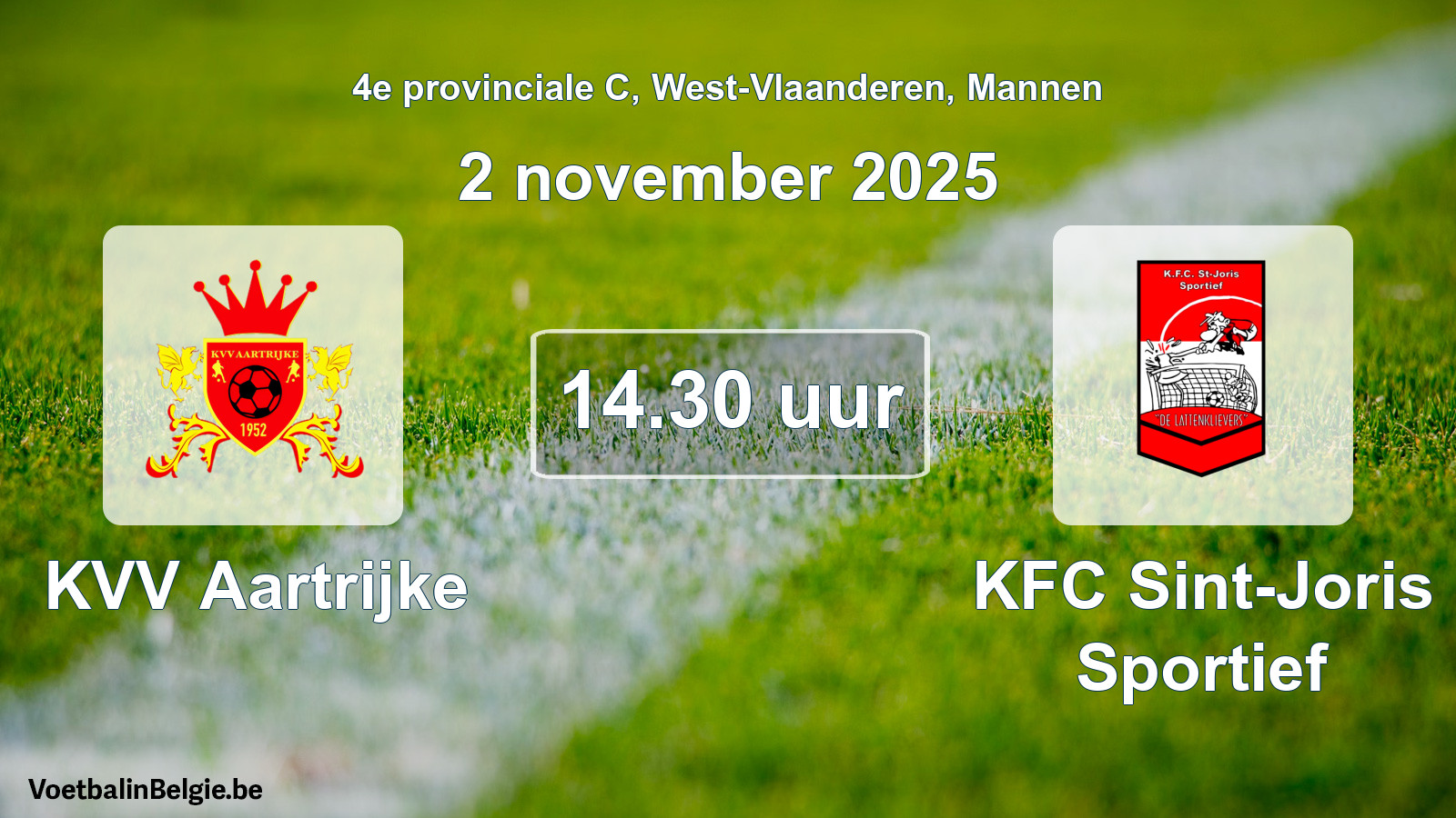 Scheduled match men football: KVV Aartrijke - KFC Sint-Joris Sportief (2 November 2025)