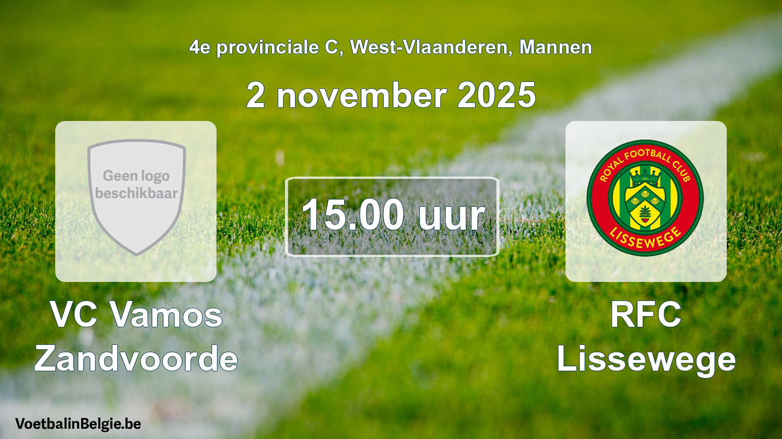 Scheduled match men football: VC Vamos Zandvoorde - RFC Lissewege (2 November 2025)