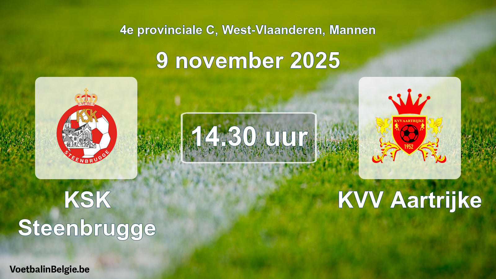Scheduled match men football: KSK Steenbrugge - KVV Aartrijke (9 November 2025)