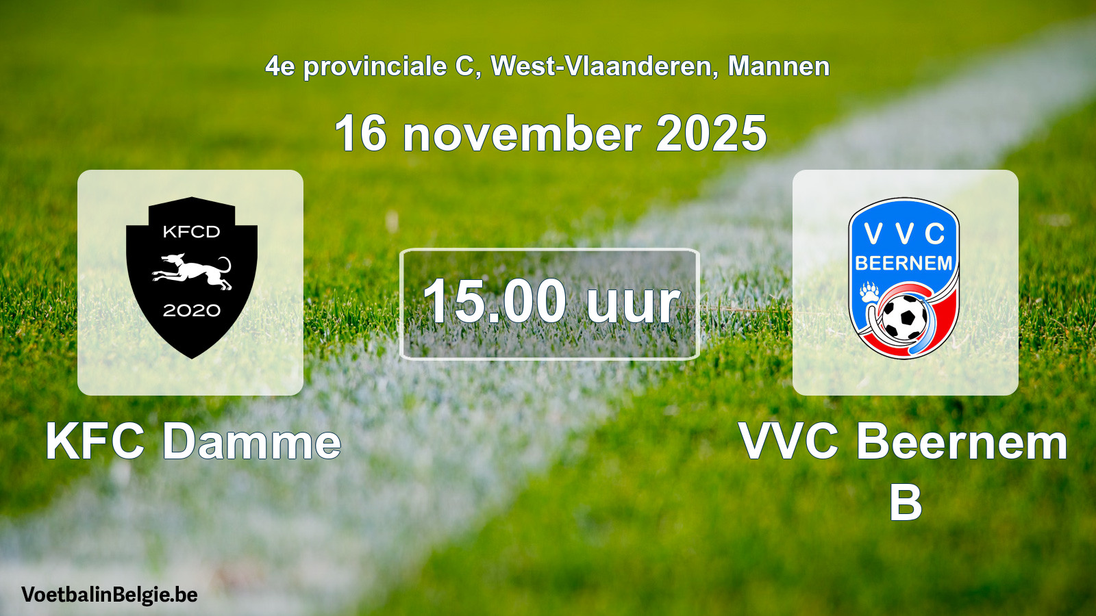 Scheduled match men football: KFC Damme - VVC Beernem B (16 November 2025)