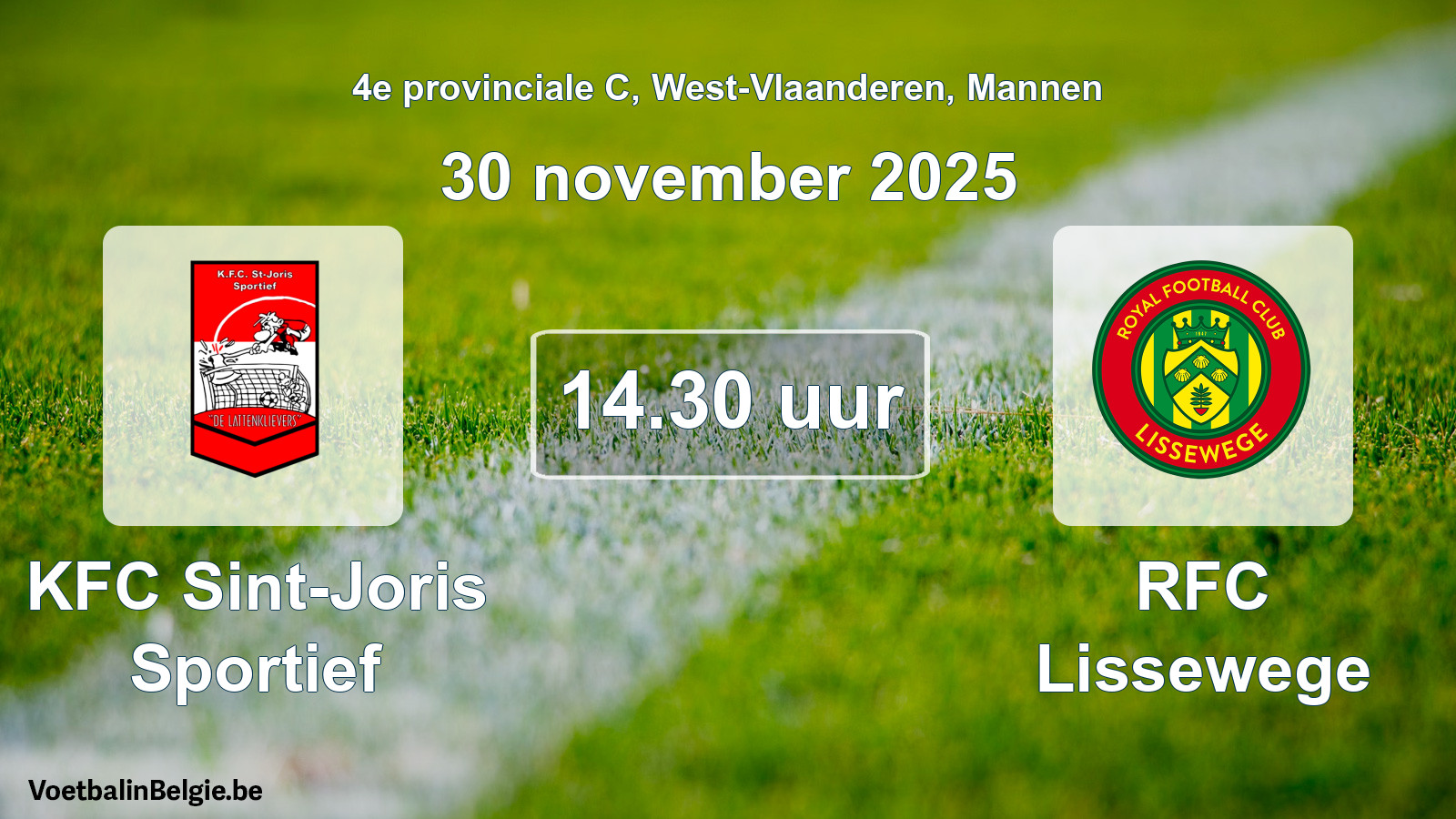 Scheduled match men football: KFC Sint-Joris Sportief - RFC Lissewege (30 November 2025)