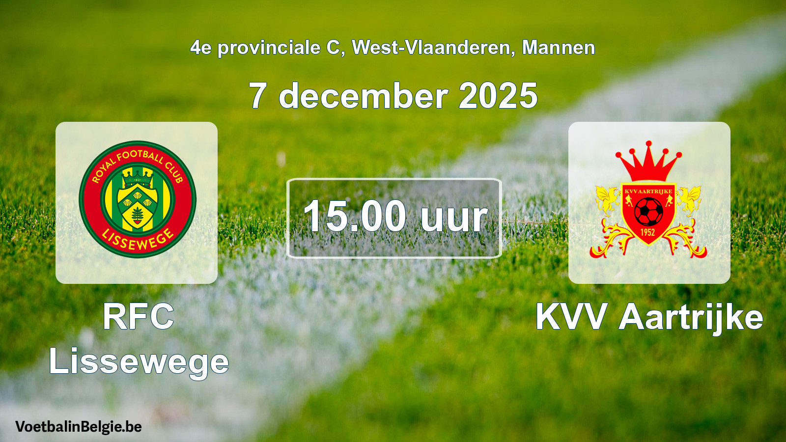 Scheduled match men football: RFC Lissewege - KVV Aartrijke (7 December 2025)