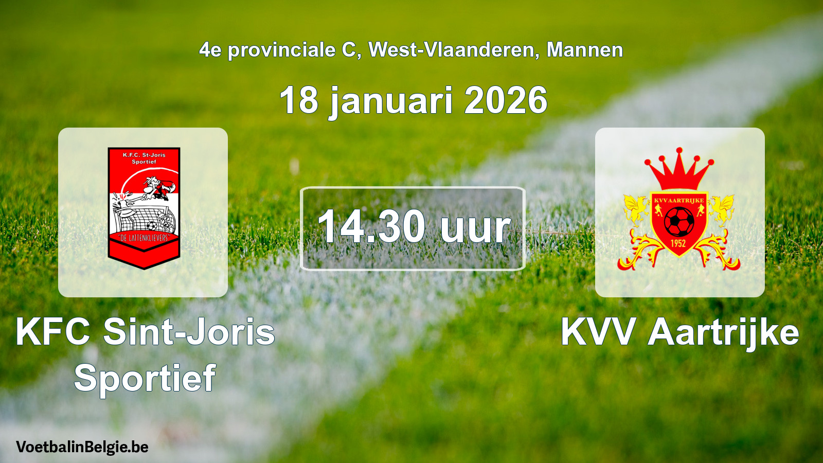 Scheduled match men football: KFC Sint-Joris Sportief - KVV Aartrijke (18 January 2026)