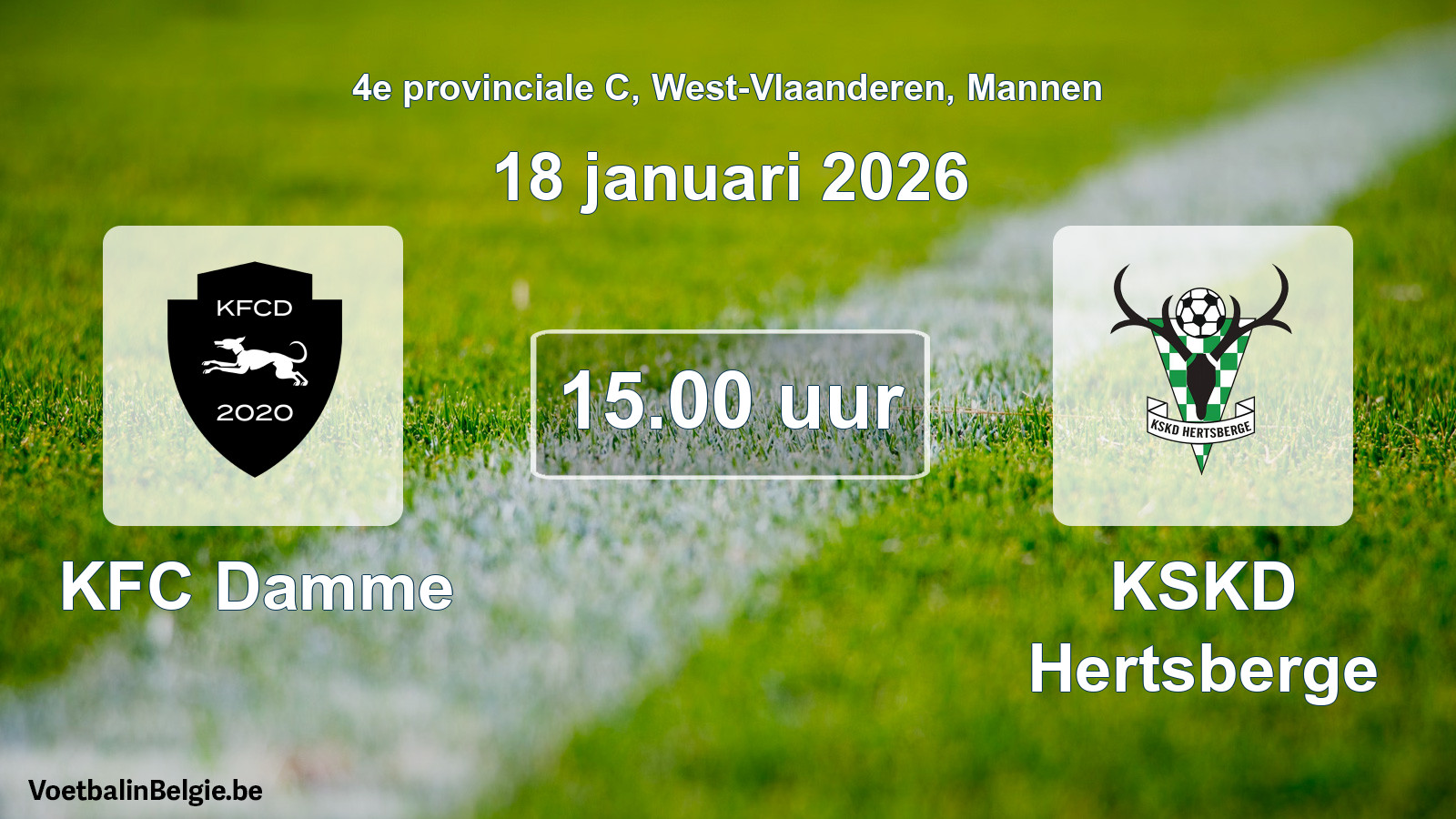 Scheduled match men football: KFC Damme - KSKD Hertsberge (18 January 2026)