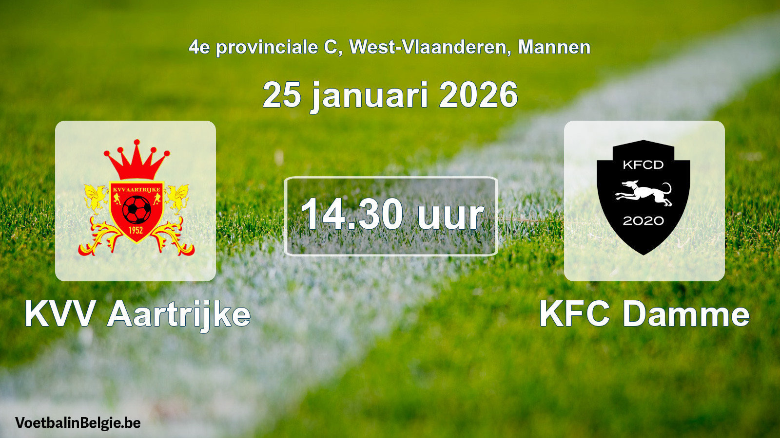 Scheduled match men football: KVV Aartrijke - KFC Damme (25 January 2026)