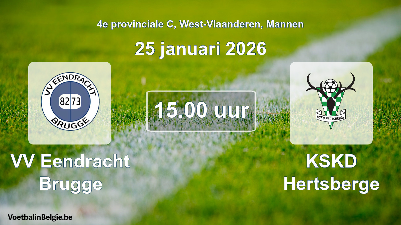 Scheduled match men football: VV Eendracht Brugge - KSKD Hertsberge (25 January 2026)