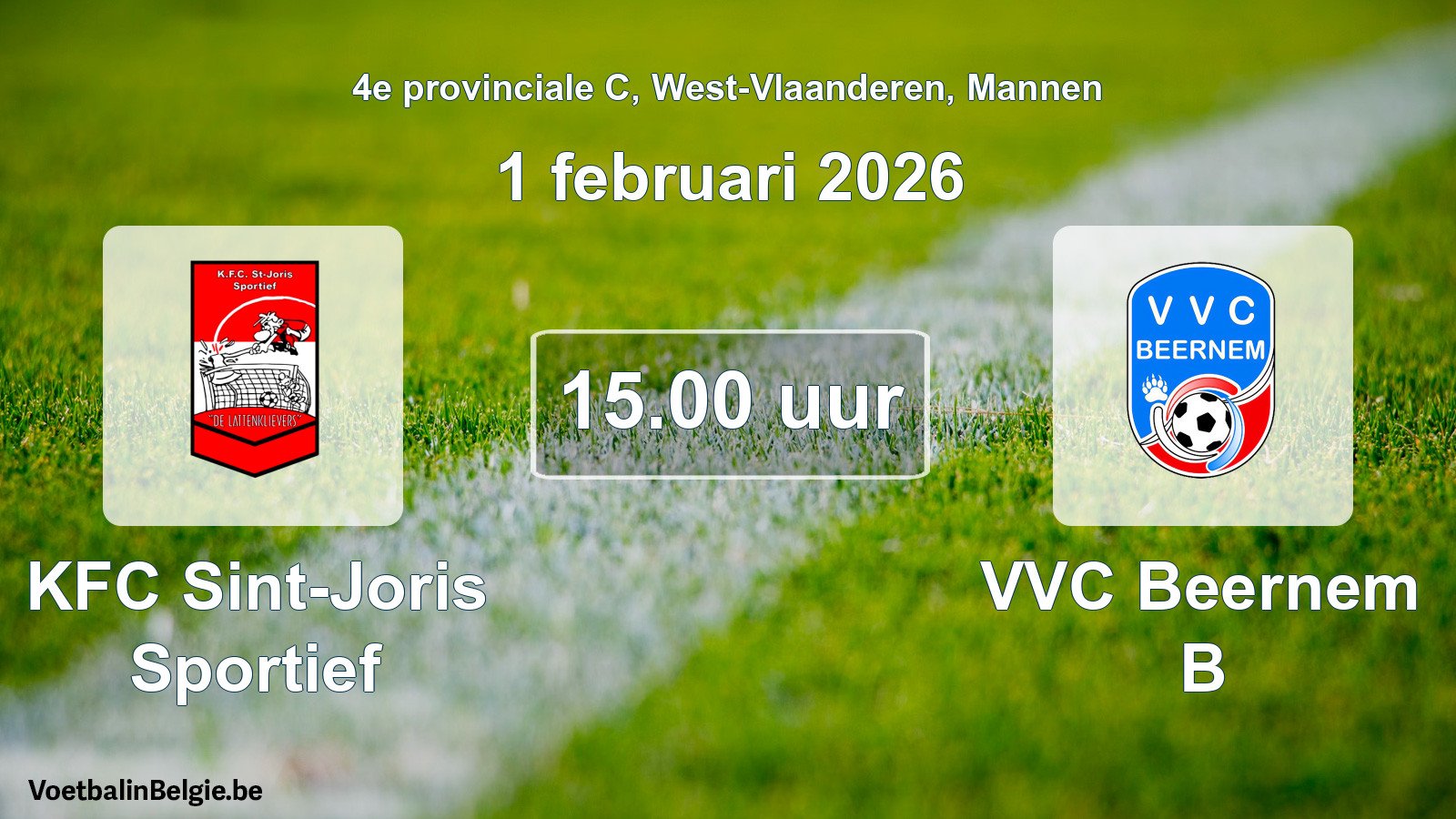 Scheduled match men football: KFC Sint-Joris Sportief - VVC Beernem B (1 February 2026)