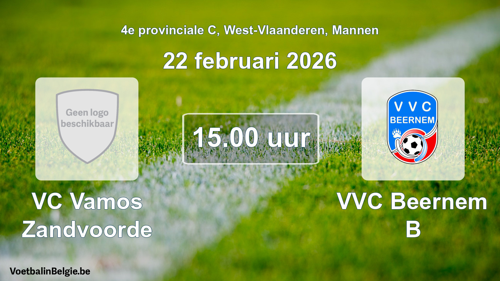Scheduled match men football: VC Vamos Zandvoorde - VVC Beernem B (22 February 2026)