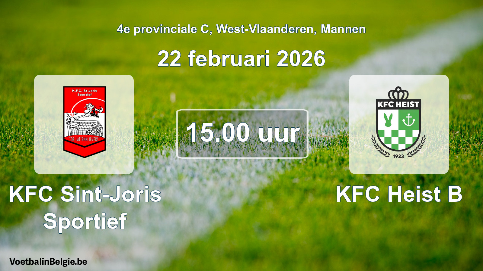Scheduled match men football: KFC Sint-Joris Sportief - KFC Heist B (22 February 2026)
